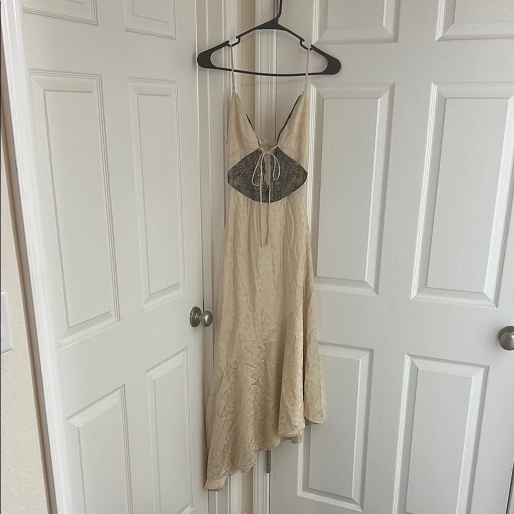 NBD Asymmetrical Dress in Cream and Black